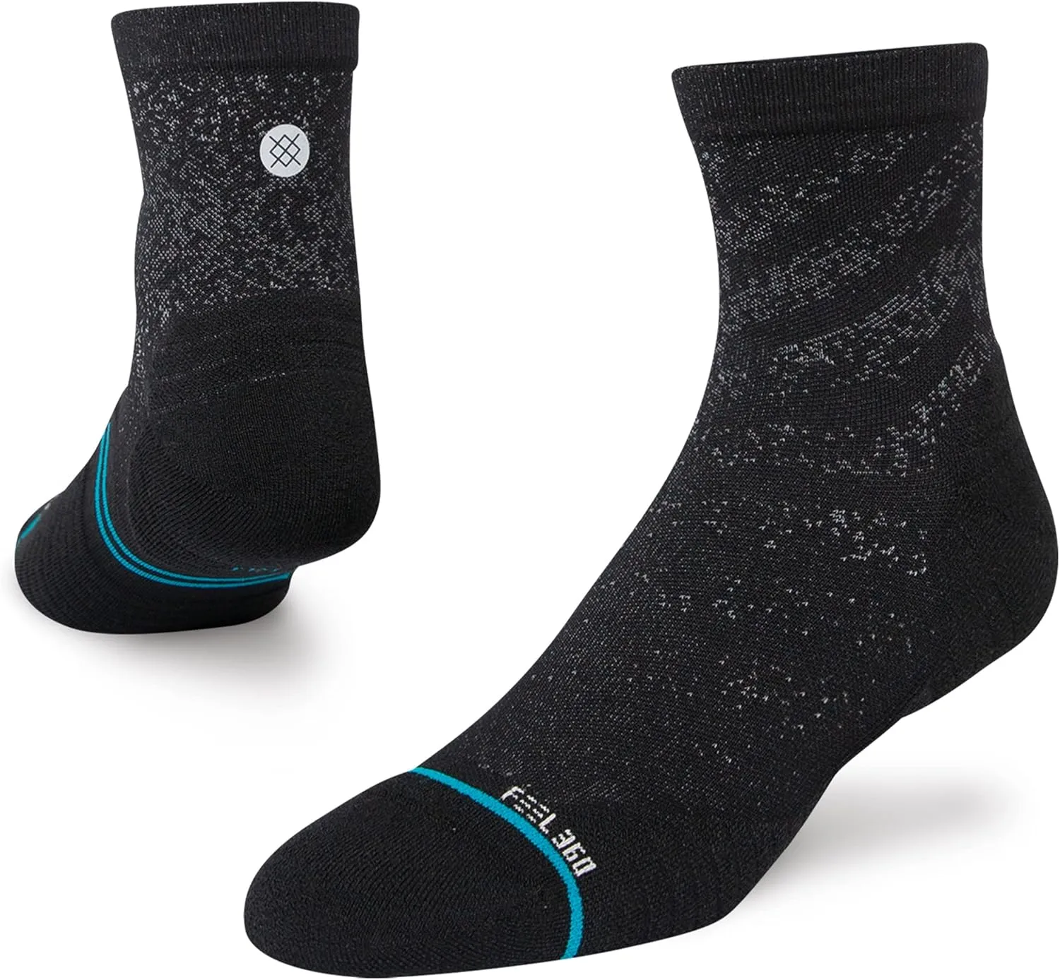 Stance Run Light Quarter - Unisex Socks - Ankle Protection - Active Fabric - Channeled-air Cushioning Black LG (US Men's Shoe 9-13, Women's Shoe 11-14) One Size