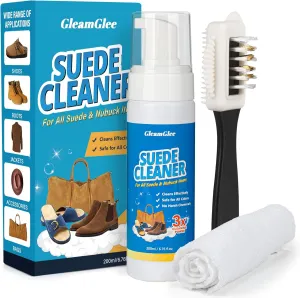 Suede Cleaner Kit – 6.76 Oz Suede & Nubuck Shoe Cleaner with Brush & Towel – Cleans & Restores Shoes, Boots, Jackets, Bags, Purses & More