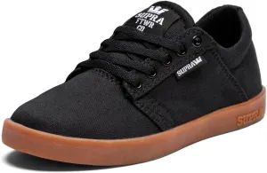 Supra Westway Skate Shoe - Kids' Black Canvas/Gum, 3.0