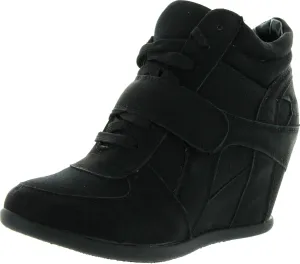 TOP Moda Womens Sammy-40 High Top Strap Womens Hidden Wedge Sneaker Shoes