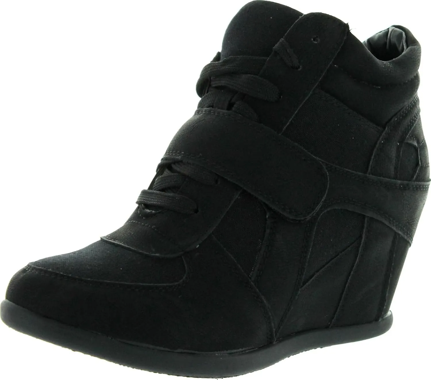 TOP Moda Womens Sammy-40 High Top Strap Womens Hidden Wedge Sneaker Shoes