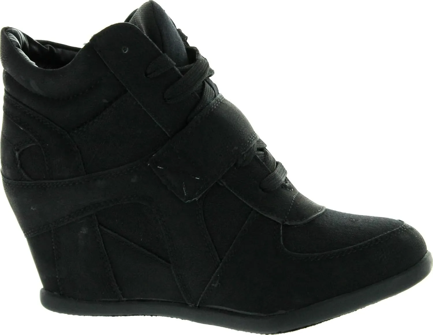 TOP Moda Womens Sammy-40 High Top Strap Womens Hidden Wedge Sneaker Shoes