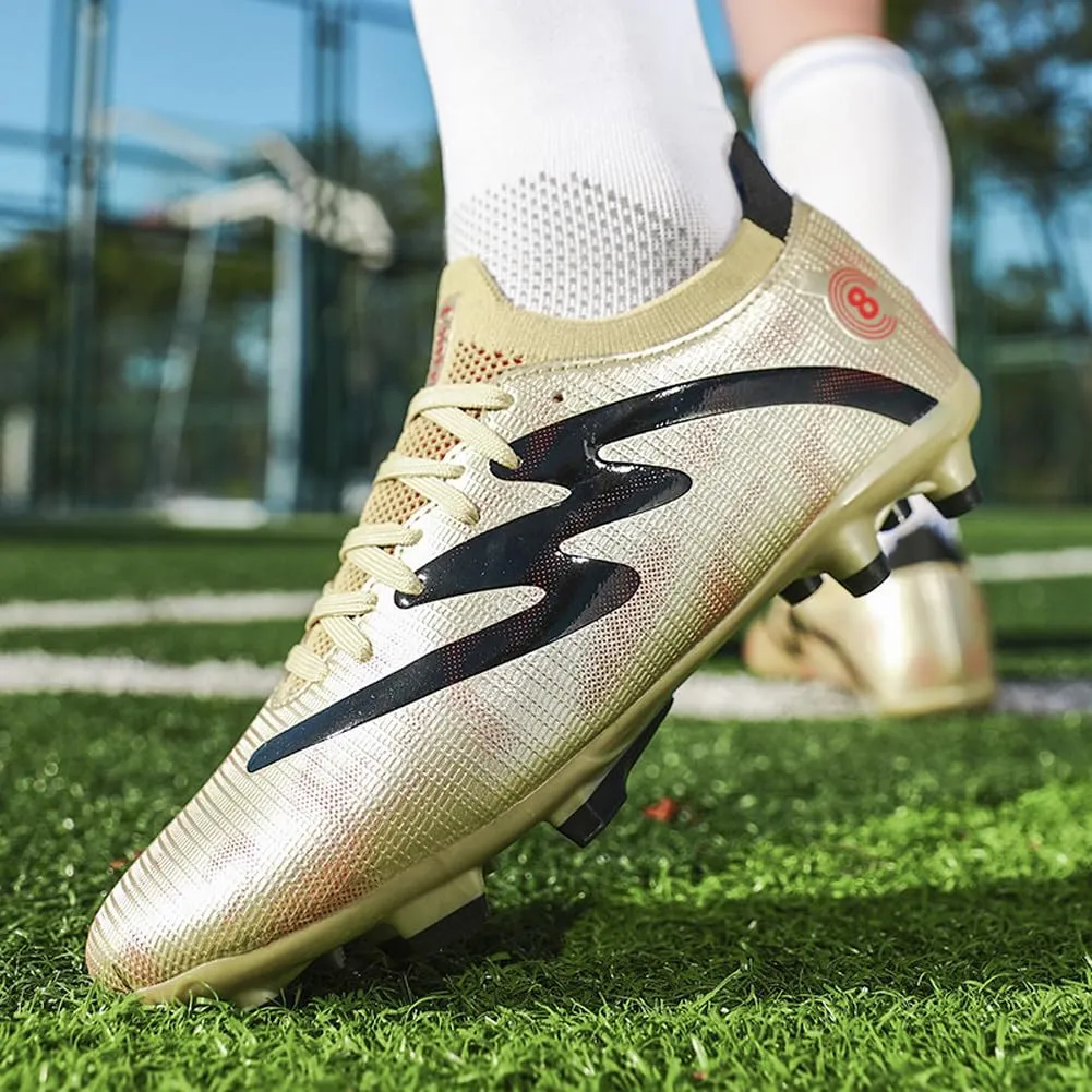 Unisex FG Cleats Training Athletic Non-Slip Long Studs High-Top Football Soccer Shoes for Youth