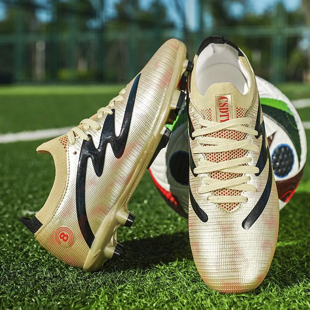 Unisex FG Cleats Training Athletic Non-Slip Long Studs High-Top Football Soccer Shoes for Youth