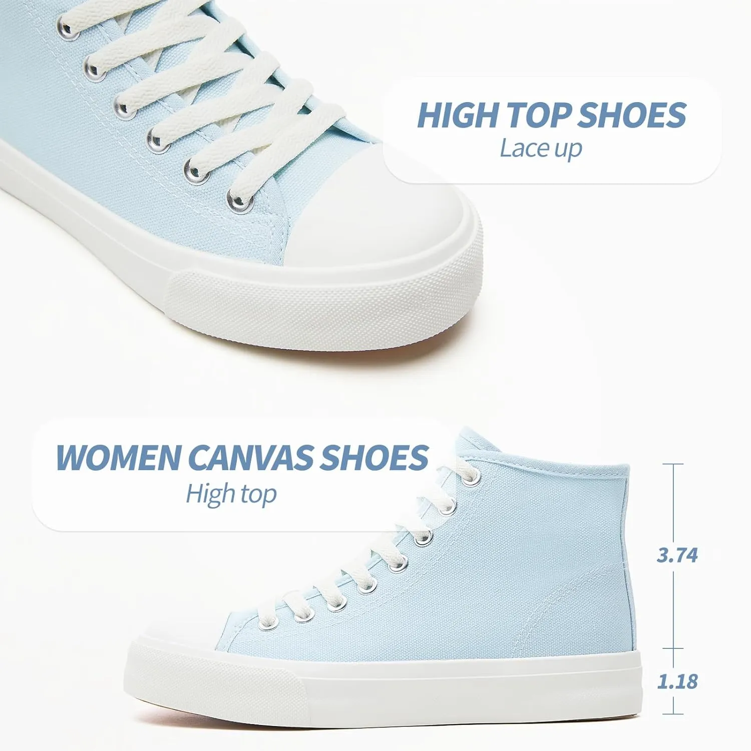 Uoidru High Top Sneakers for Women Canvas Shoes White Canvas High Tops Women Casual Shoes Lace Up Fashion Sneakers