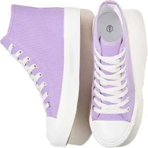 Uoidru High Top Sneakers for Women Canvas Shoes White Canvas High Tops Women Casual Shoes Lace Up Fashion Sneakers