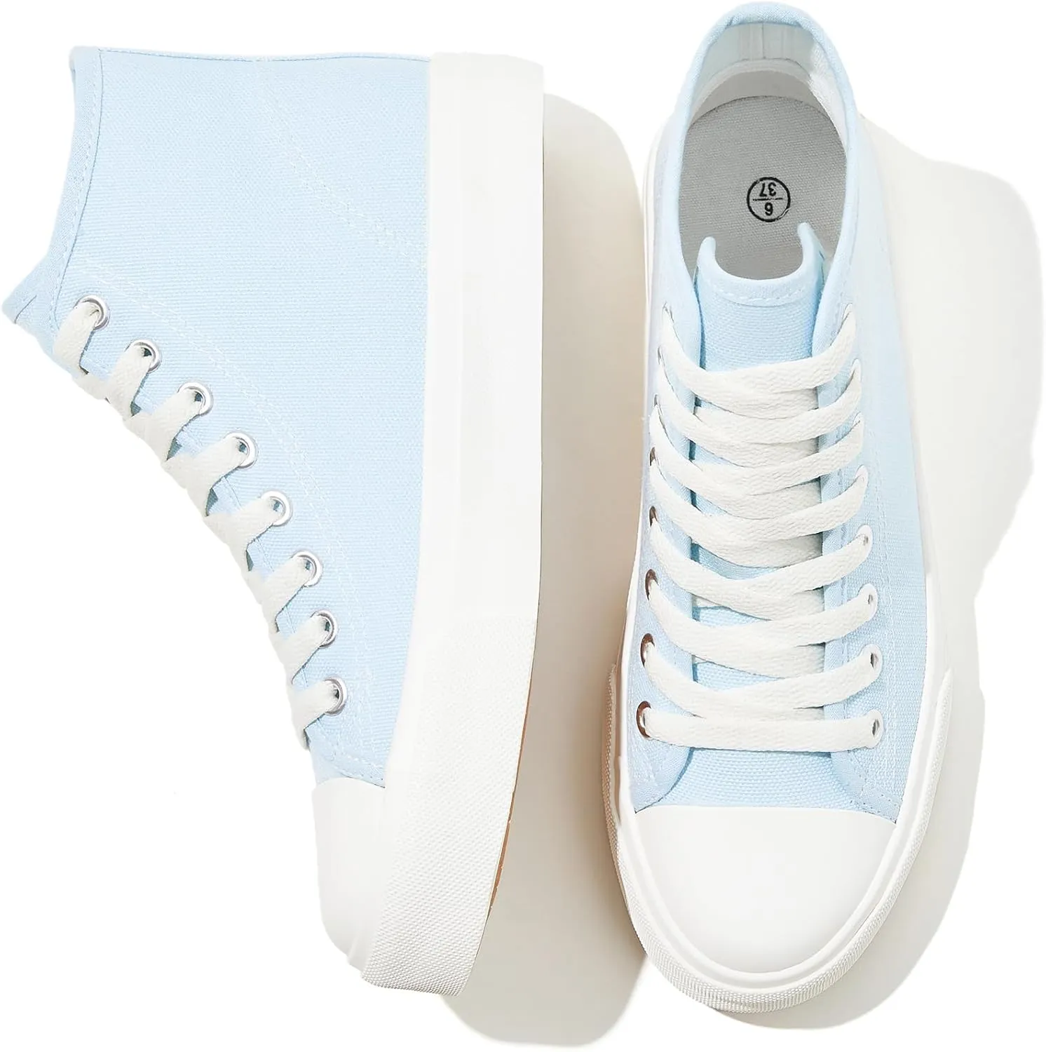 Uoidru High Top Sneakers for Women Canvas Shoes White Canvas High Tops Women Casual Shoes Lace Up Fashion Sneakers