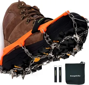 Upgraded Version of Walk Traction Ice Cleat Spikes Crampons,True Stainless Steel Spikes and Durable Silicone,Boots for Hiking On Ice & Snow Ground,Mountian.