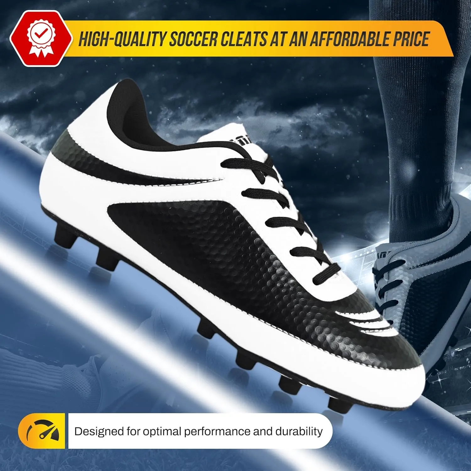 Vizari Infinity Firm Ground Boys Soccer Cleats | Durable Kids Soccer Shoes with Non-Slip Rubber Sole | Comfortable Boys & Girls Football Cleats for Outdoor Play