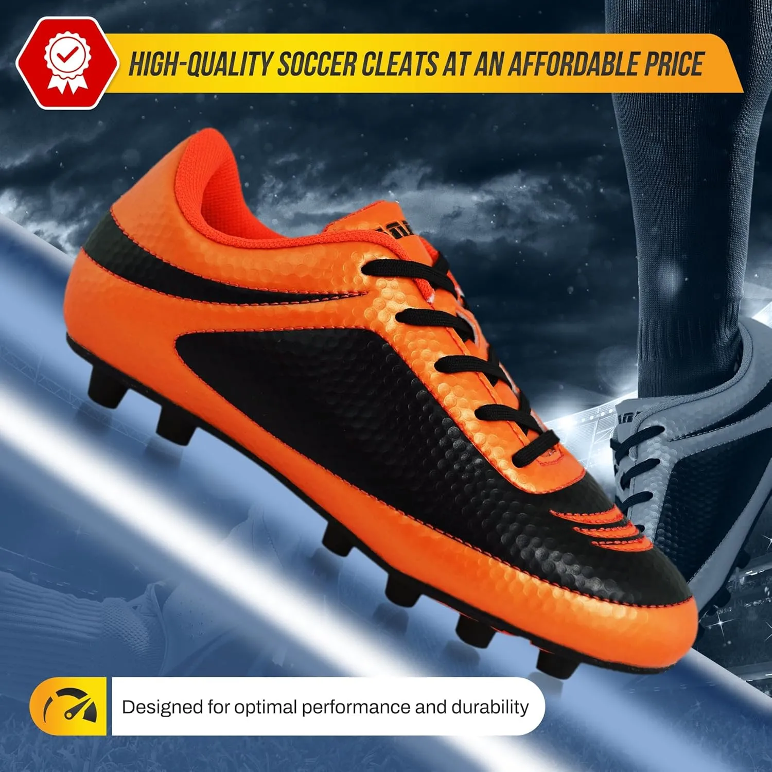 Vizari USA Boys Girls Soccer Cleats | Youth Firm Ground Athletic Outdoor Football Shoes for Toddler, Little Kid, Big Kid | Lightweight & Durable