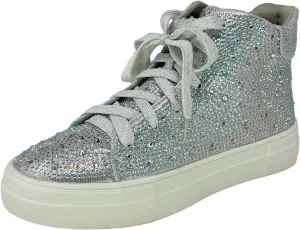 Women's Fashion Rhinestone High Top Lace Up Sneaker Shoes