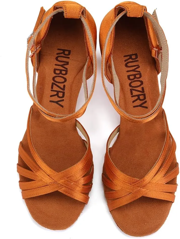 Women's Latin Salsa Dance Shoes Ballroom Performance Professional Practice Dancing Shoes,Model 802QB