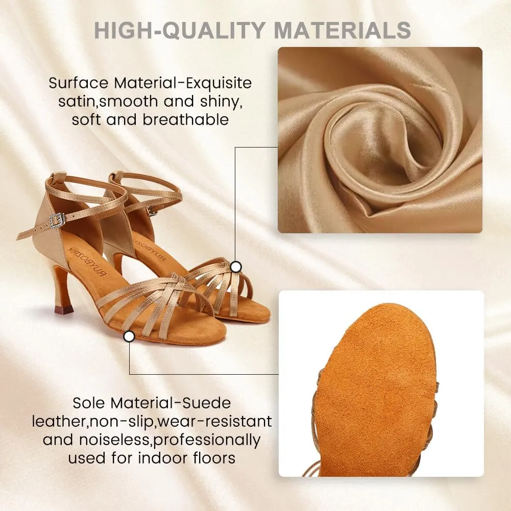 Women's Latin Salsa Dance Shoes Ballroom Performance Professional Practice Dancing Shoes,Model 802QB
