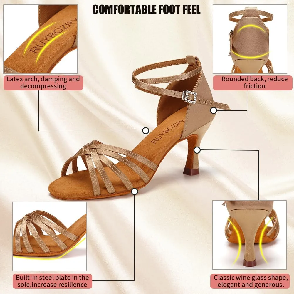 Women's Latin Salsa Dance Shoes Ballroom Performance Professional Practice Dancing Shoes,Model 802QB