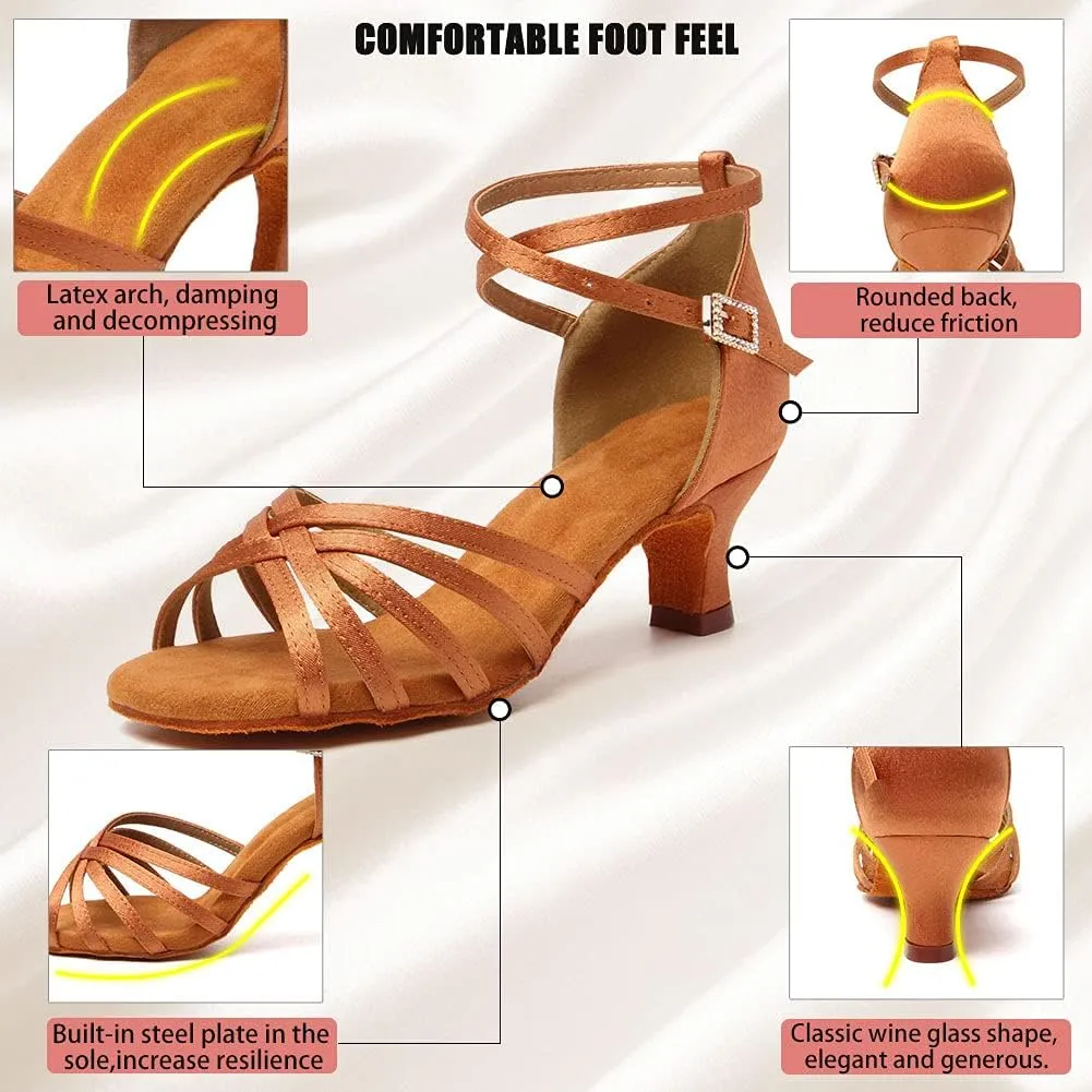 Women's Latin Salsa Dance Shoes Ballroom Performance Professional Practice Dancing Shoes,Model 802QB
