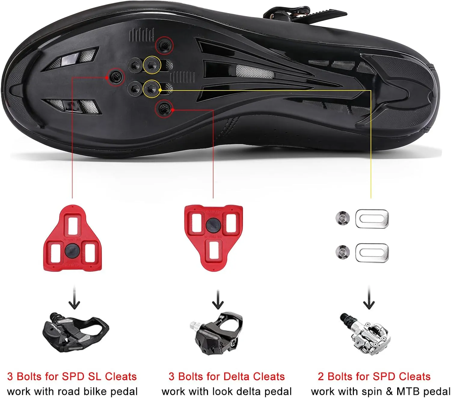 Womens Mens Cycling Shoes Compatible with Peloton Bike & SPD Indoor Road Riding Biking Bike Shoes with Delta Cleats Included