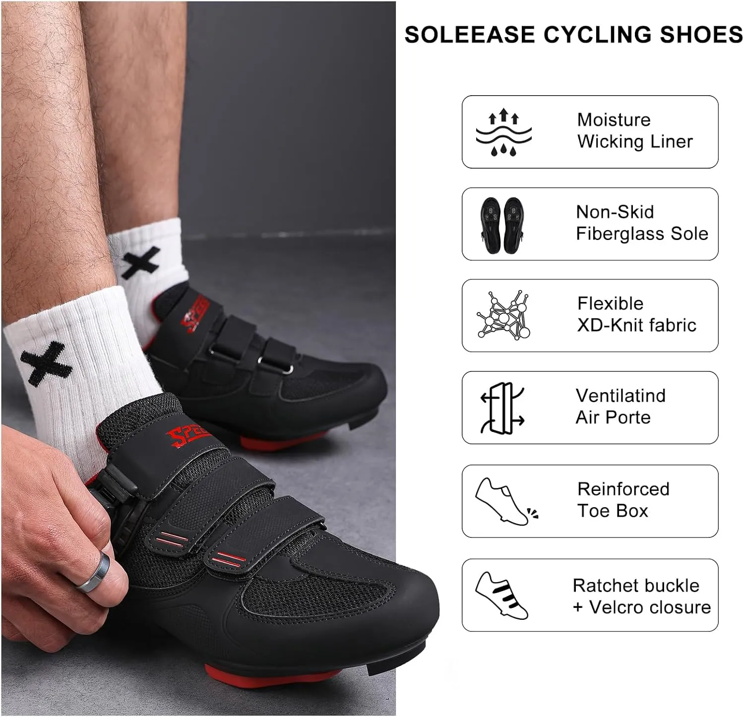 Womens Mens Cycling Shoes Compatible with Peloton Bike & SPD Indoor Road Riding Biking Bike Shoes with Delta Cleats Included