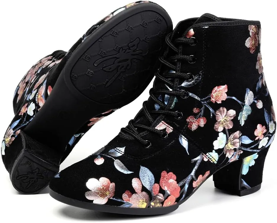 YKXLM Women's Latin Dance Shoes Closed-Toe Lace up Modern Ballroom Performence Salsa Practice Party Dancing Shoes,Model GBNJB